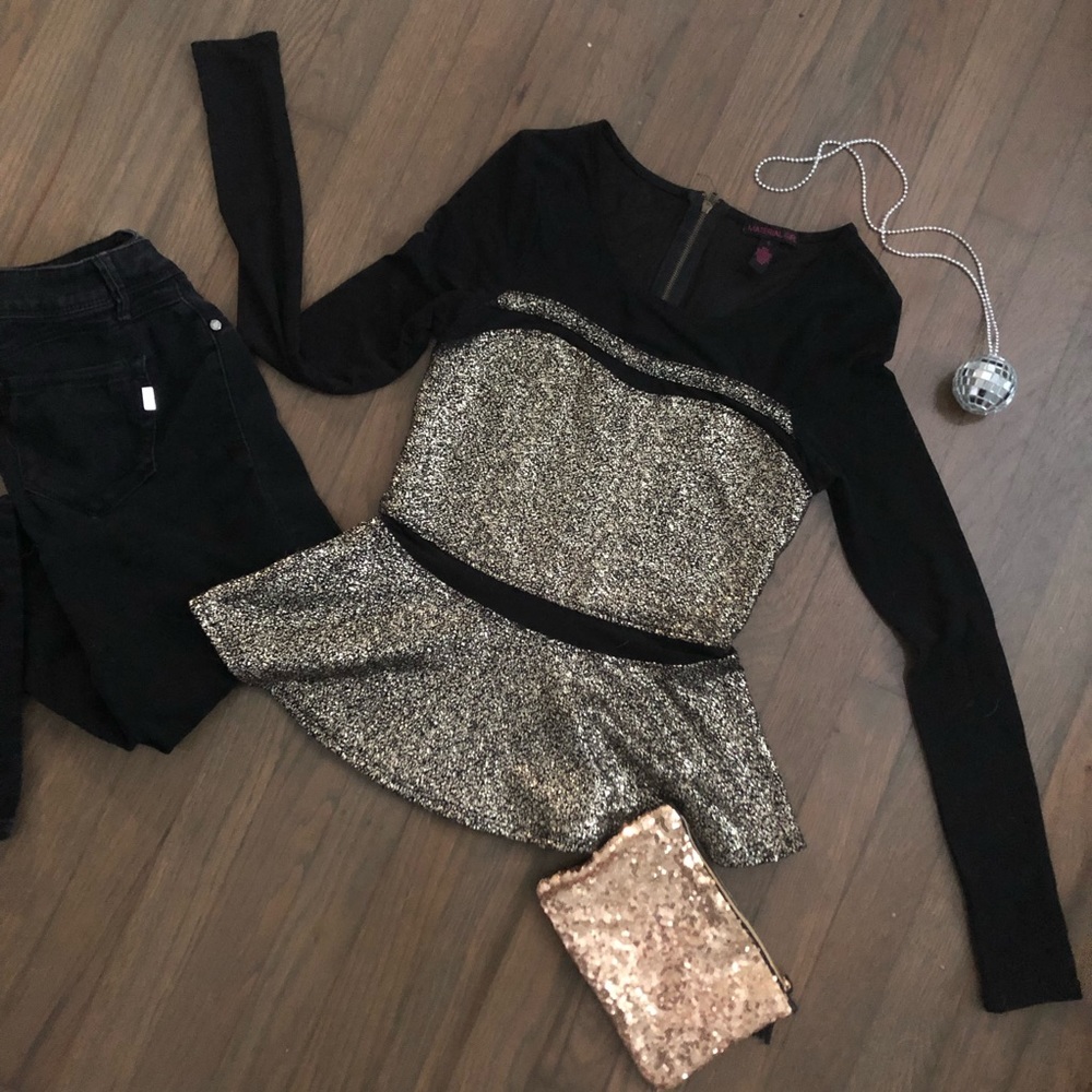 Fit and Flare Top with Glitter And Sheer fabric